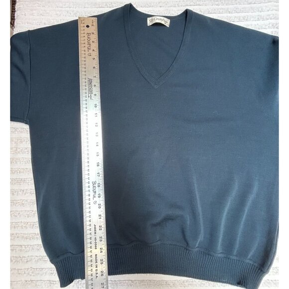 St. Croix Shop Mens XL Classic V-Neck Pullover Sweater Wool Blue Knit Casual - Picture 4 of 8